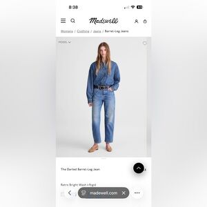 Madewell $148 Barrel Leg High Rise Blue Jeans. Size 27 in mint condition.